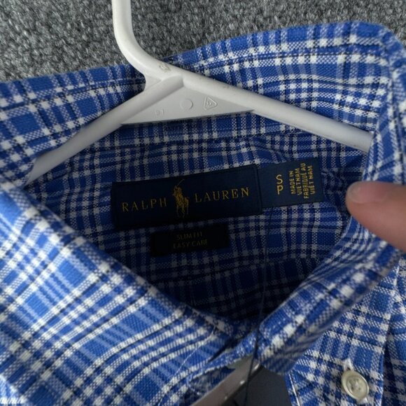NWT Ralph Lauren Button Up Shirt Long Sleeve Slim Fit Blue Plaid Small Men - Picture 11 of 15